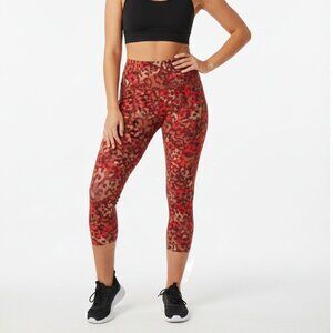 Aerie Offline  High Waisted Leopard Crop Leggings Animal Print Red Brown Gym